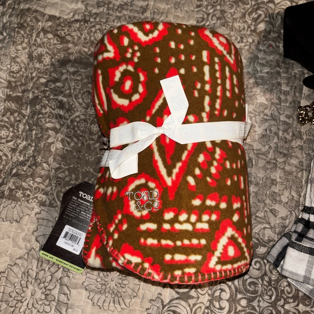 Toad&Co Red and Brown Geometric Throw